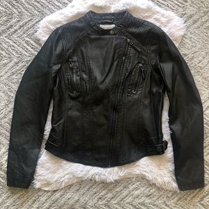 MAURICES faux leather slant zip moto jacket